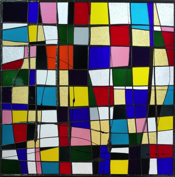 Bunter Klang, Glasscheibe (70x70cm)